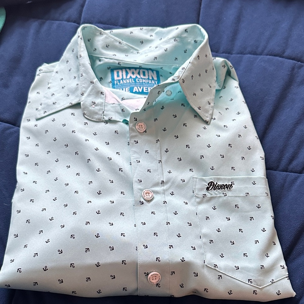 DIXXON Men's Mint Green Patterned Button Down Shi… - image 1